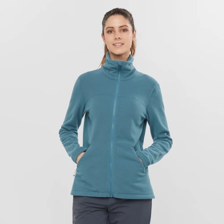 Casaco Salomon Essential Cosy Fleece Full Zip Feminino Turquesa | PT R58967